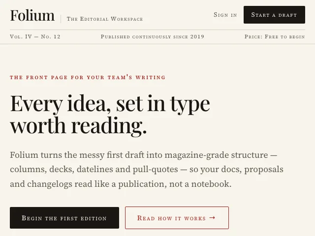 Column website preview